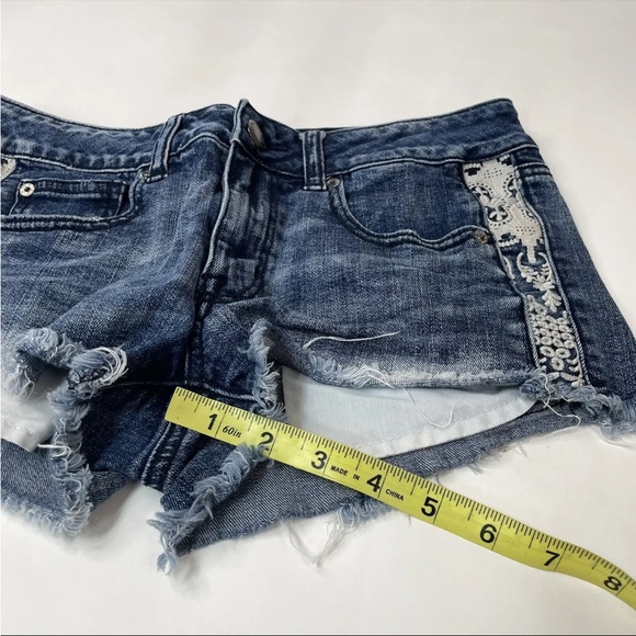American Eagle Womens Shortie Shorts Size 6 Dark Wash Jean Stretch Blue #0334 - Picture 7 of 11